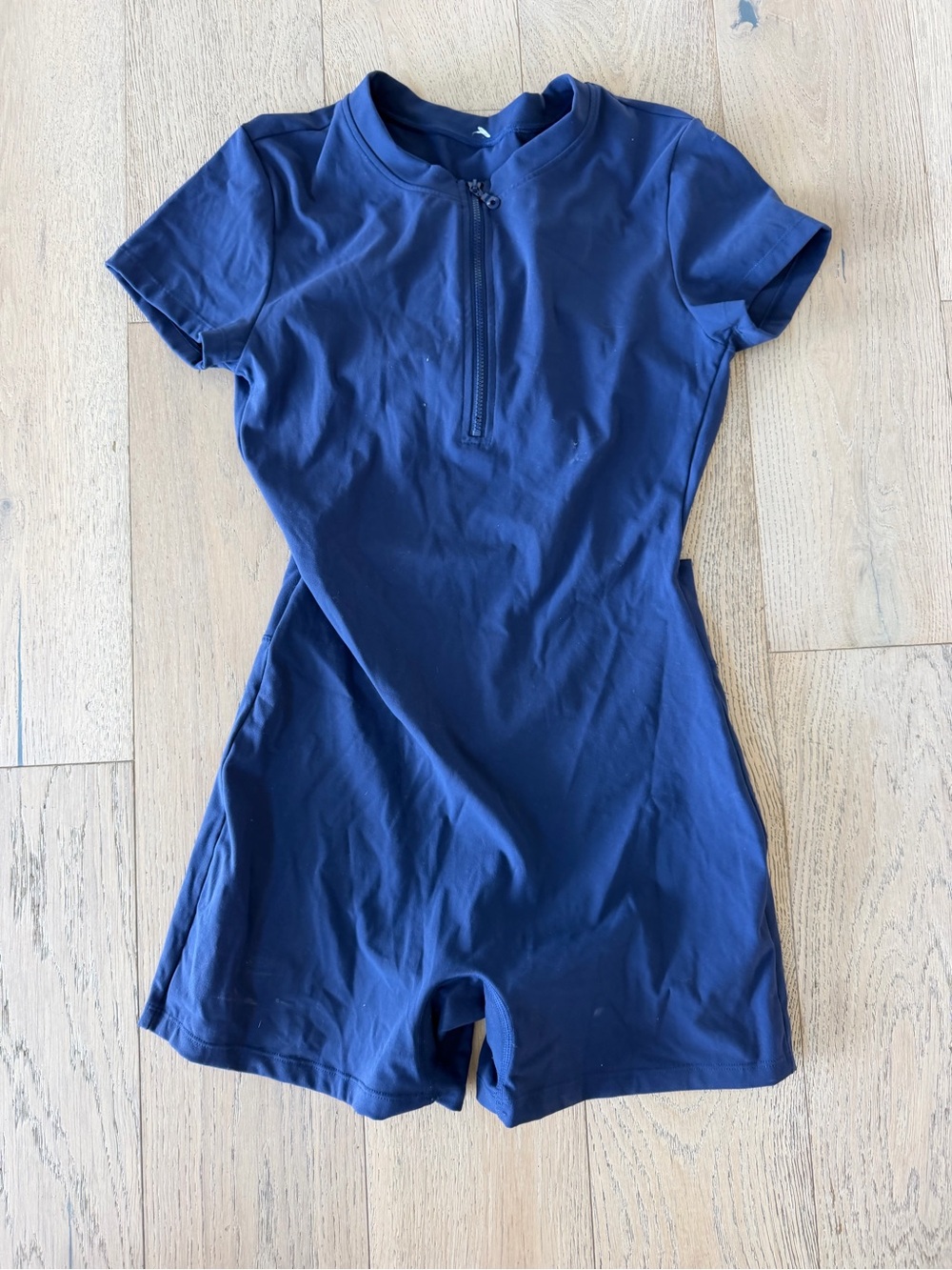 Buffbunny Collection Blue Activewear Romper Jumpsuit Shorts Size Medium Zip Back